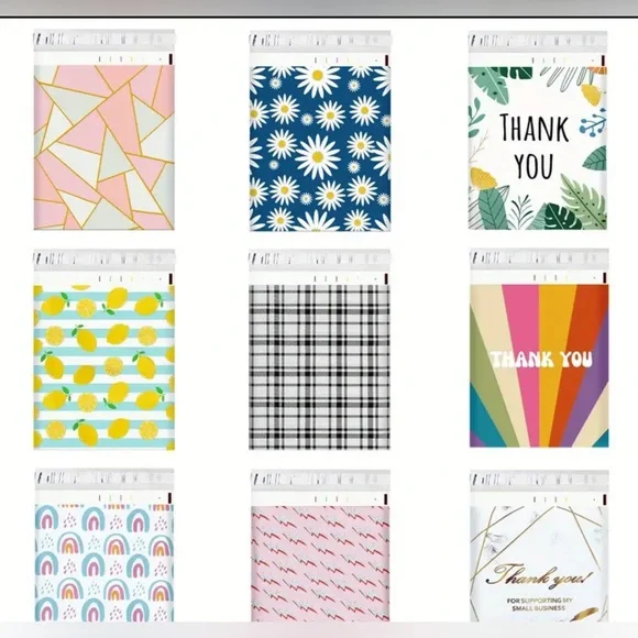 10 assorted poly mailers 10x13 and 10 thank you stickers - Picture 3 of 7